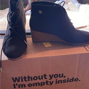 Dr. Scholl's Black Ankle Boots with Tan Wedge